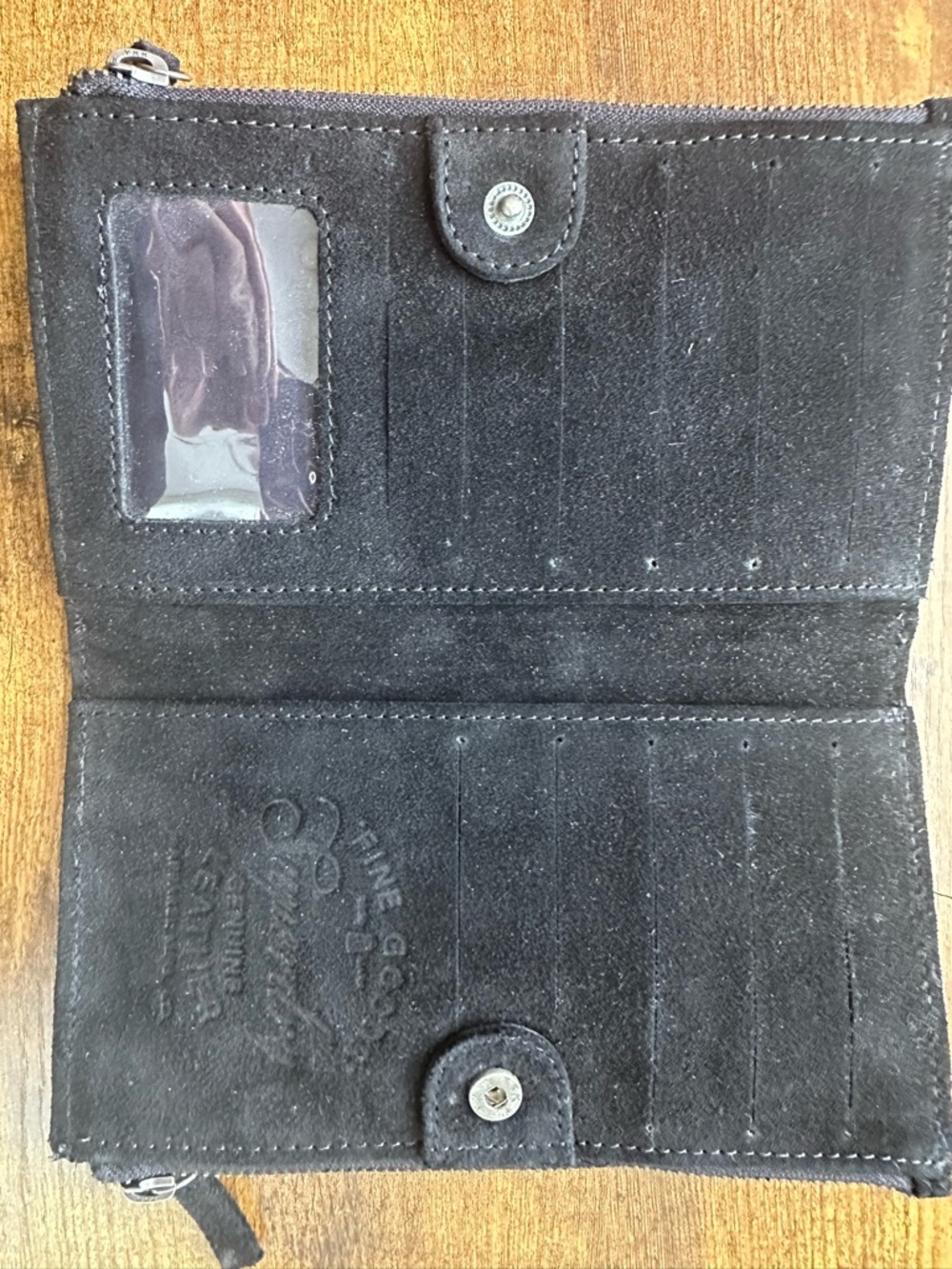 SUPERDRY JAPAN VINTAGE SUEDE LEATHER WALLET FOLDOVER CLUTCH COLOR black - Picture 2 of 5